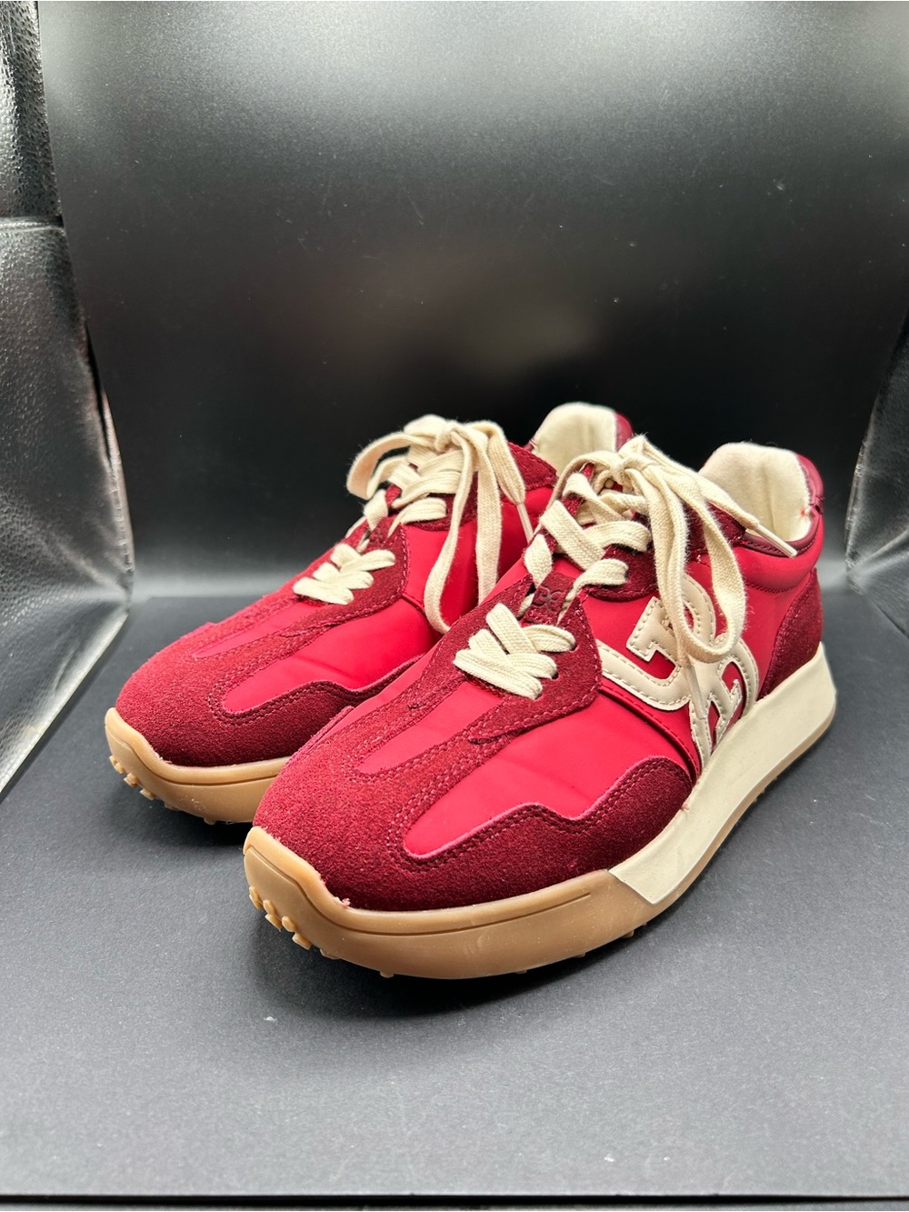 NWOB Sam Edelman Langley 3 Sneakers Red Suede Size 7.5